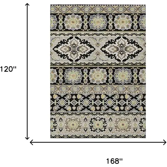 Black And Ivory Tribal Washable Indoor Outdoor Area Rug Photo 8