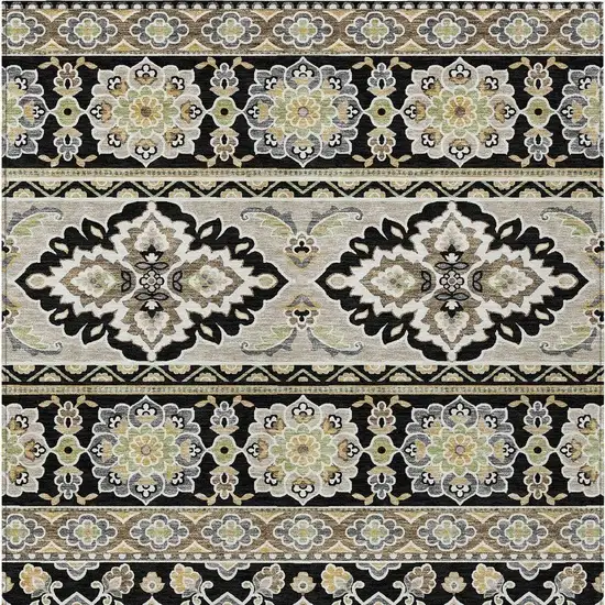 Black And Ivory Tribal Washable Indoor Outdoor Area Rug Photo 4
