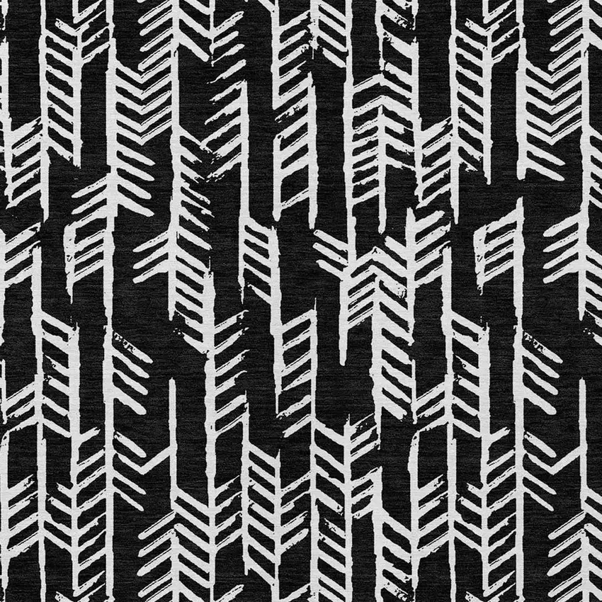 Black And Ivory Tribal Washable Indoor Outdoor Area Rug Photo 6
