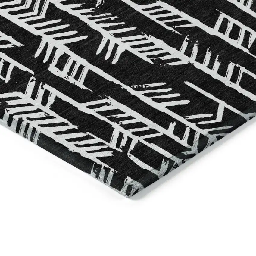 Black And Ivory Tribal Washable Indoor Outdoor Area Rug Photo 5