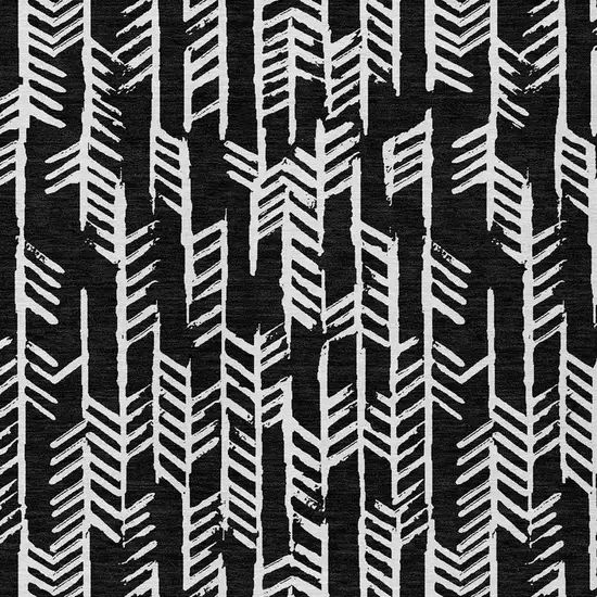 Black And Ivory Tribal Washable Indoor Outdoor Area Rug Photo 6