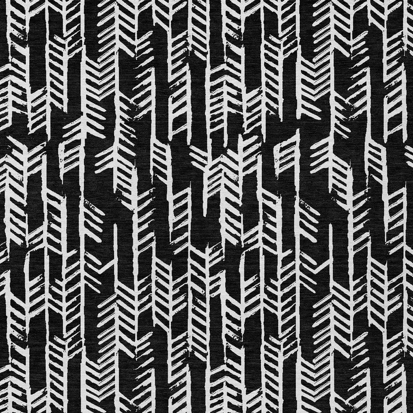 Black And Ivory Tribal Washable Indoor Outdoor Area Rug Photo 7