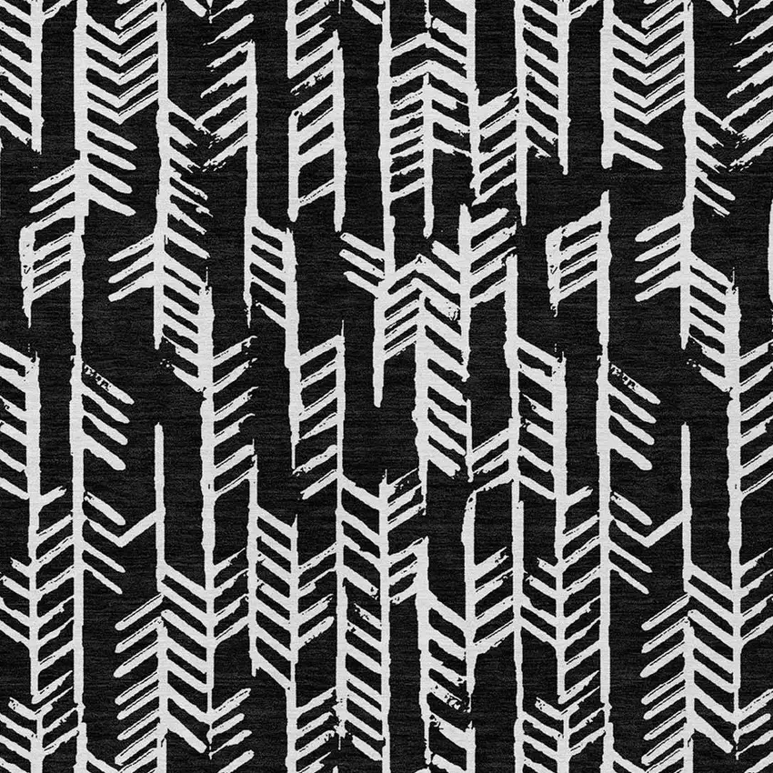 Black And Ivory Tribal Washable Indoor Outdoor Area Rug Photo 6