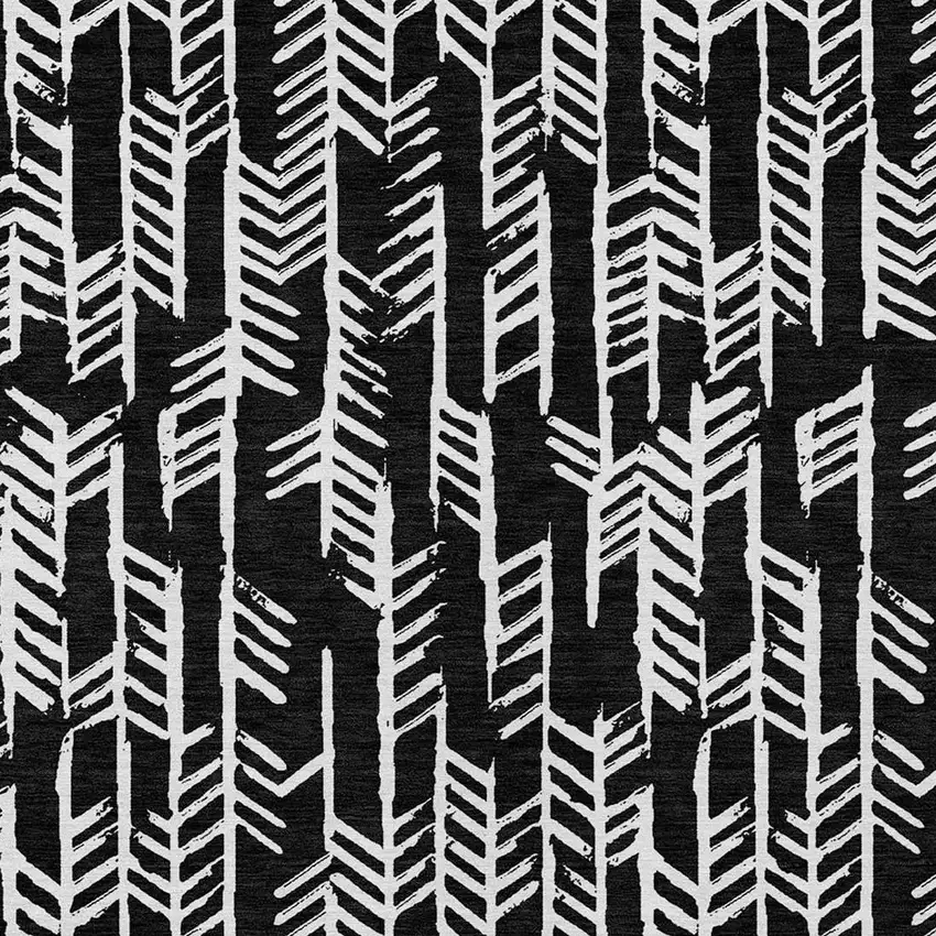 Black And Ivory Tribal Washable Indoor Outdoor Area Rug Photo 6