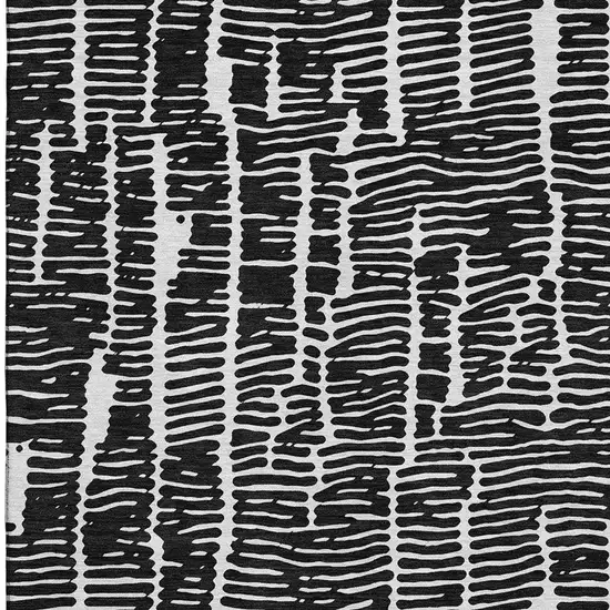 Black And Ivory Vermicular Washable Area Rug With UV Protection Photo 3
