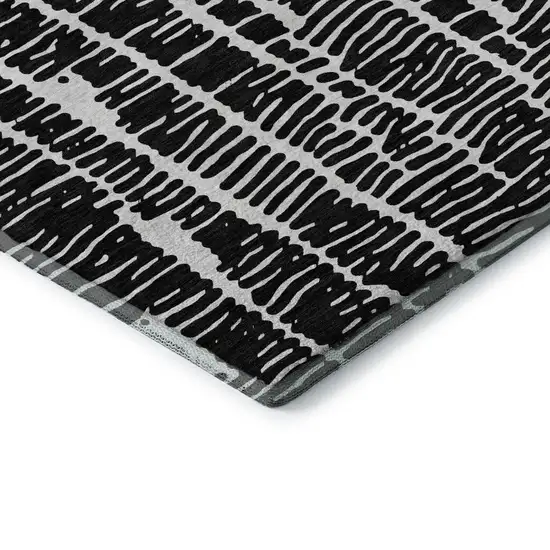 Black And Ivory Vermicular Washable Area Rug With UV Protection Photo 7