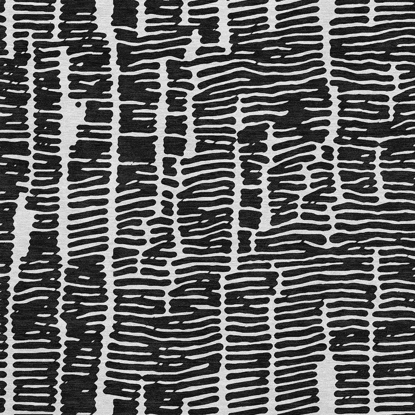 Black And Ivory Vermicular Washable Area Rug With UV Protection Photo 3