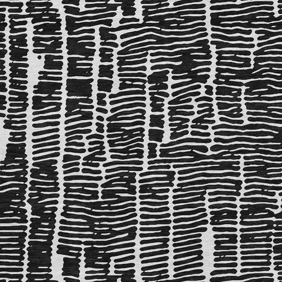 Black And Ivory Vermicular Washable Area Rug With UV Protection Photo 3