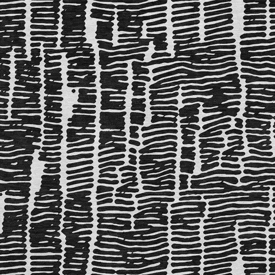 Black And Ivory Vermicular Washable Area Rug With UV Protection Photo 3