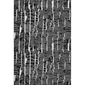 Photo of Black And Ivory Vermicular Washable Area Rug With UV Protection