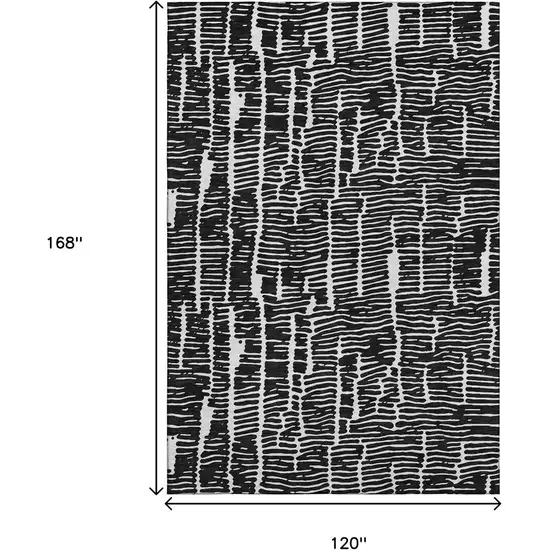 Black And Ivory Vermicular Washable Area Rug With UV Protection Photo 3