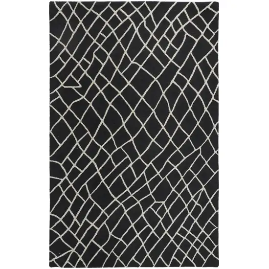 Black And Ivory Wool Geometric Hand Tufted Area Rug Photo 2