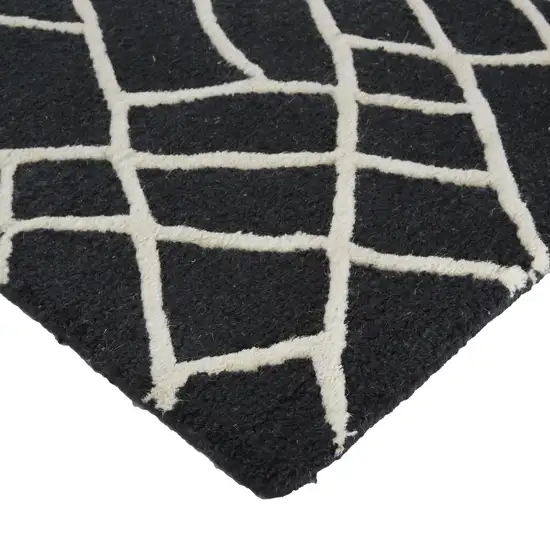 Black And Ivory Wool Geometric Hand Tufted Area Rug Photo 3