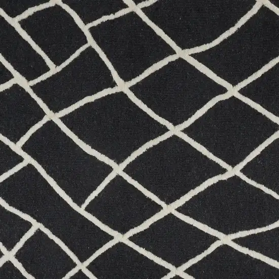 Black And Ivory Wool Geometric Hand Tufted Area Rug Photo 4