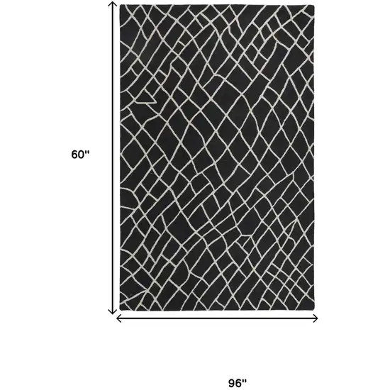 Black And Ivory Wool Geometric Hand Tufted Area Rug Photo 6