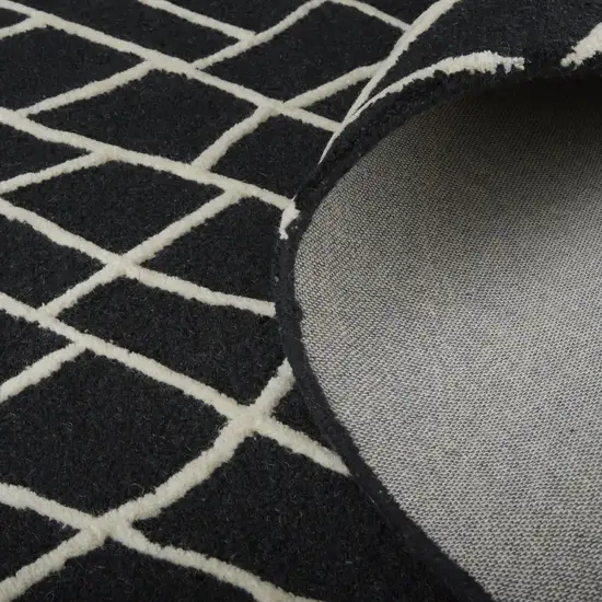 Black And Ivory Wool Geometric Hand Tufted Area Rug Photo 5