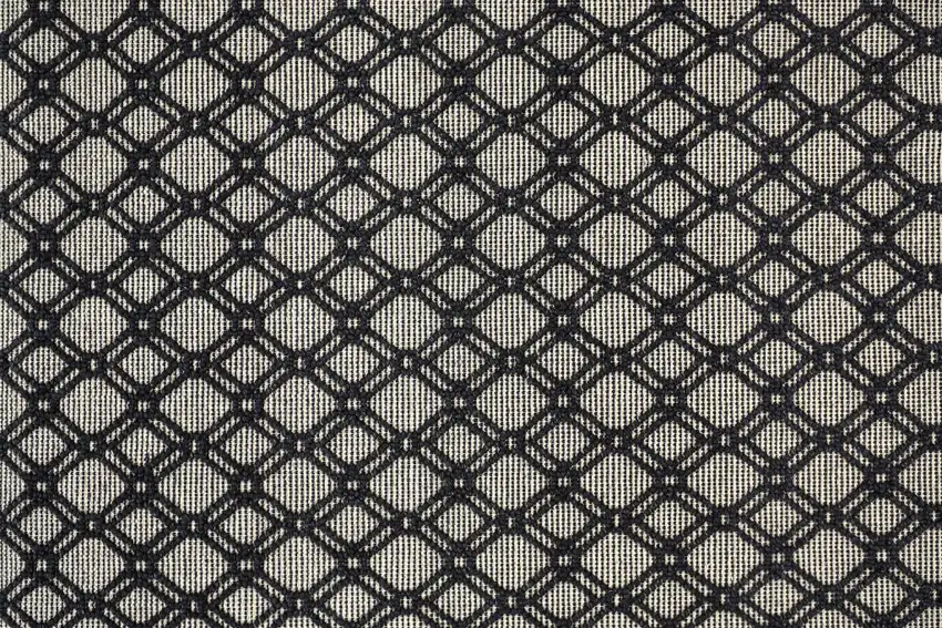 Black And Ivory Wool Geometric Hand Woven Area Rug With Fringe Photo 8