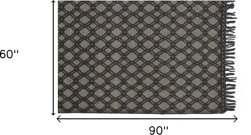 Black And Ivory Wool Geometric Hand Woven Area Rug With Fringe Photo 9