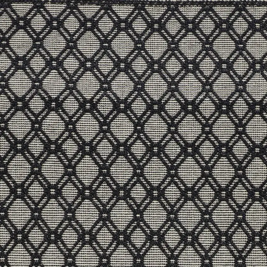 Black And Ivory Wool Geometric Hand Woven Area Rug With Fringe Photo 6