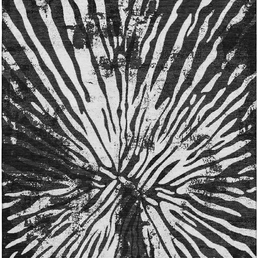 Black And Ivory Zebra Print Washable Area Rug With UV Protection Photo 3