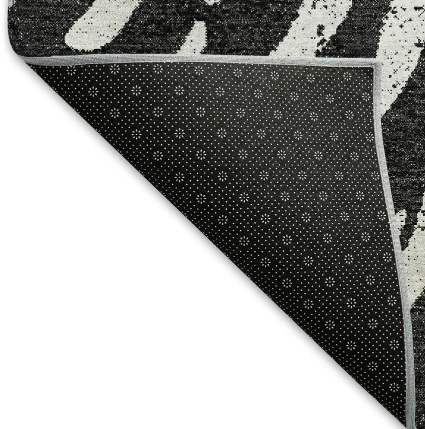Black And Ivory Zebra Print Washable Area Rug With UV Protection Photo 7