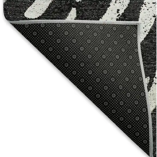 Black And Ivory Zebra Print Washable Area Rug With UV Protection Photo 7