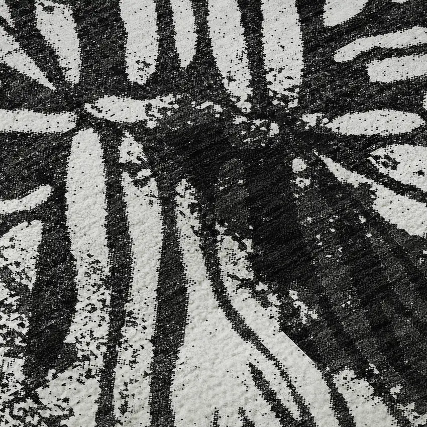 Black And Ivory Zebra Print Washable Area Rug With UV Protection Photo 9