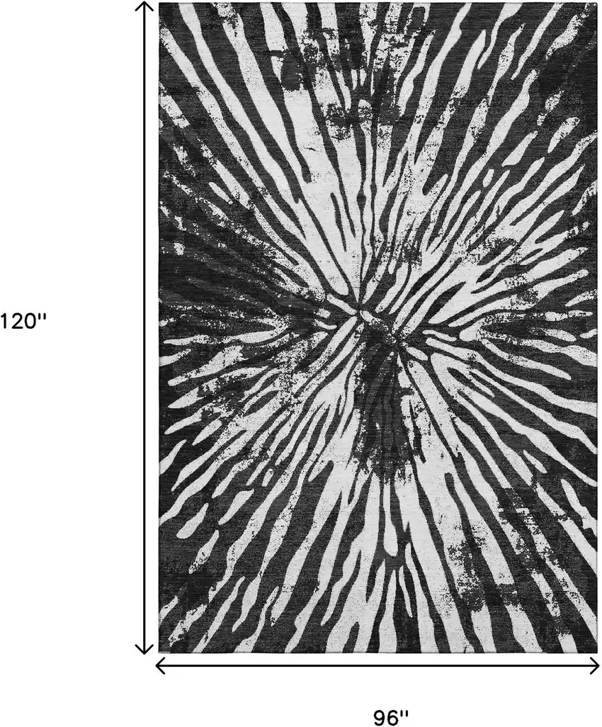 Black And Ivory Zebra Print Washable Area Rug With UV Protection Photo 3