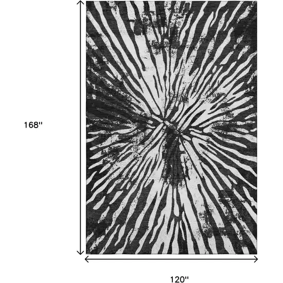 Black And Ivory Zebra Print Washable Area Rug With UV Protection Photo 3