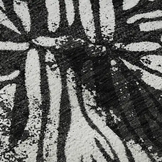 Black And Ivory Zebra Print Washable Area Rug With UV Protection Photo 9