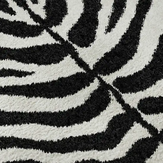 Black And Ivory Zebra Print Washable Indoor Outdoor Area Rug Photo 7