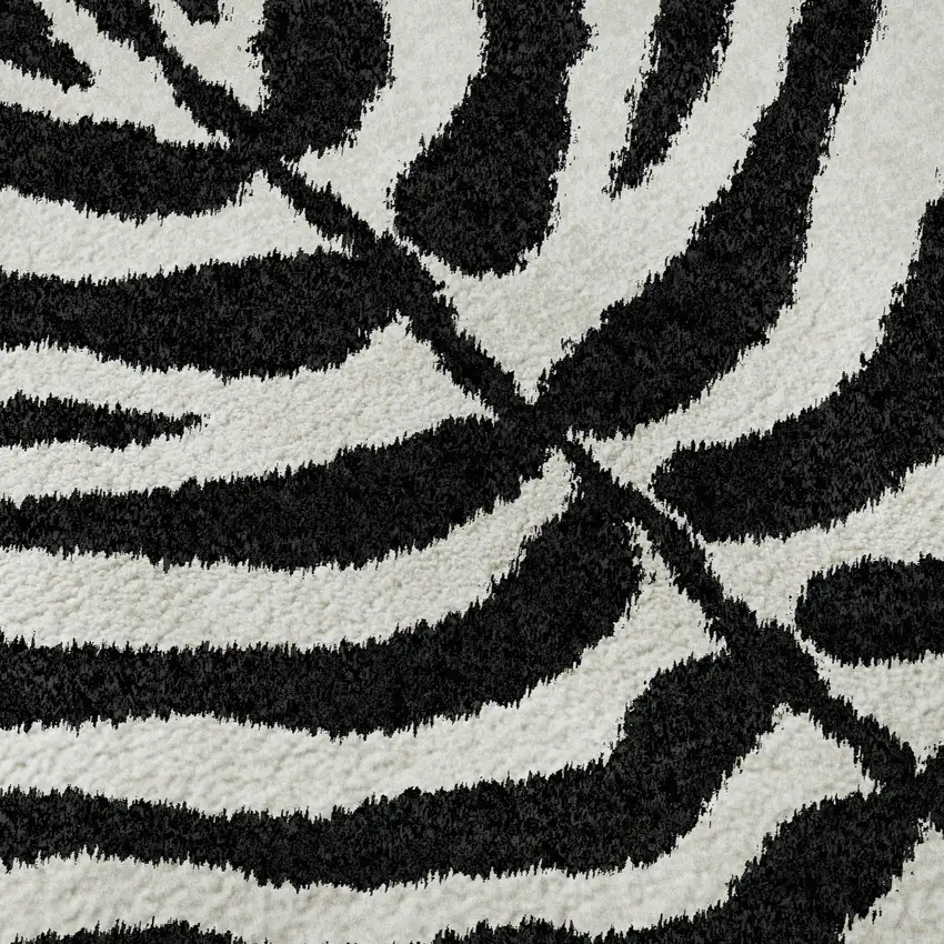 Black And Ivory Zebra Print Washable Indoor Outdoor Area Rug Photo 7