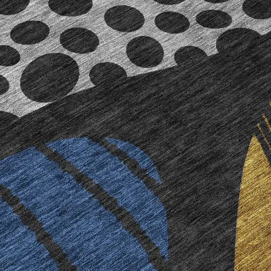 Black And Khaki Abstract Washable Indoor Outdoor Area Rug Photo 7