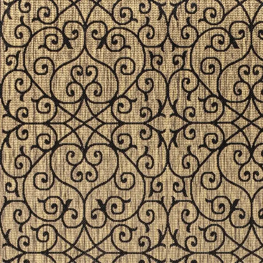 Black And Khaki Geometric Indoor Outdoor Area Rug Photo 2