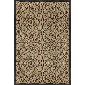 Photo of Black And Khaki Geometric Indoor Outdoor Area Rug