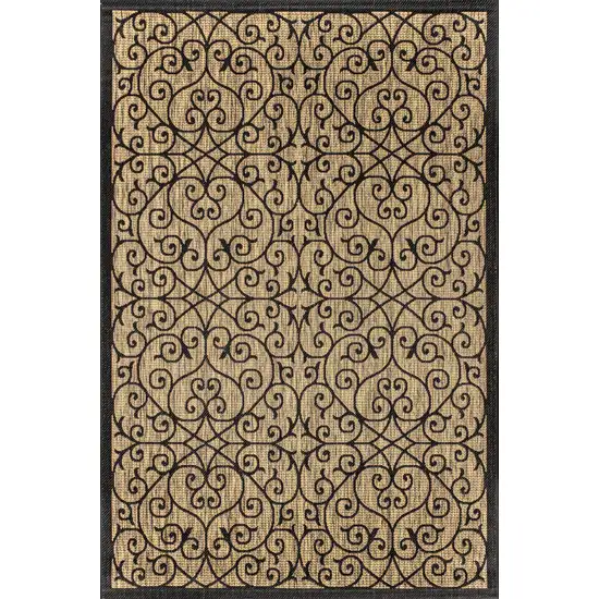 Black And Khaki Geometric Indoor Outdoor Area Rug Photo 1