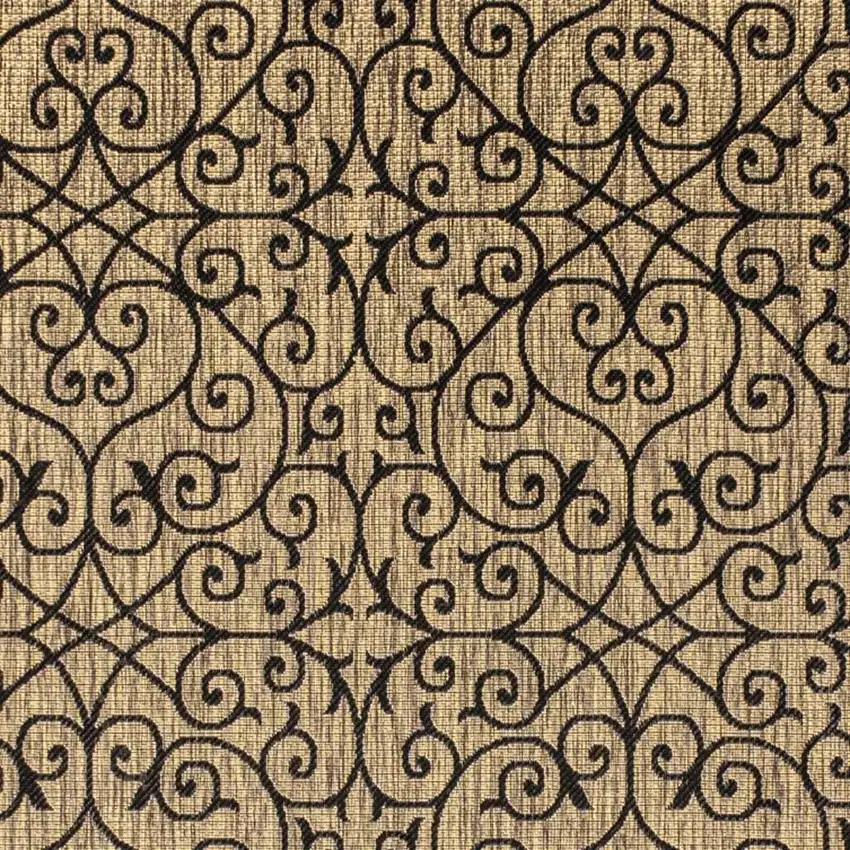 Black And Khaki Geometric Indoor Outdoor Area Rug Photo 2