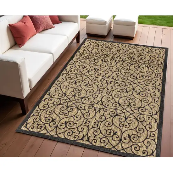 Black And Khaki Geometric Indoor Outdoor Area Rug Photo 1
