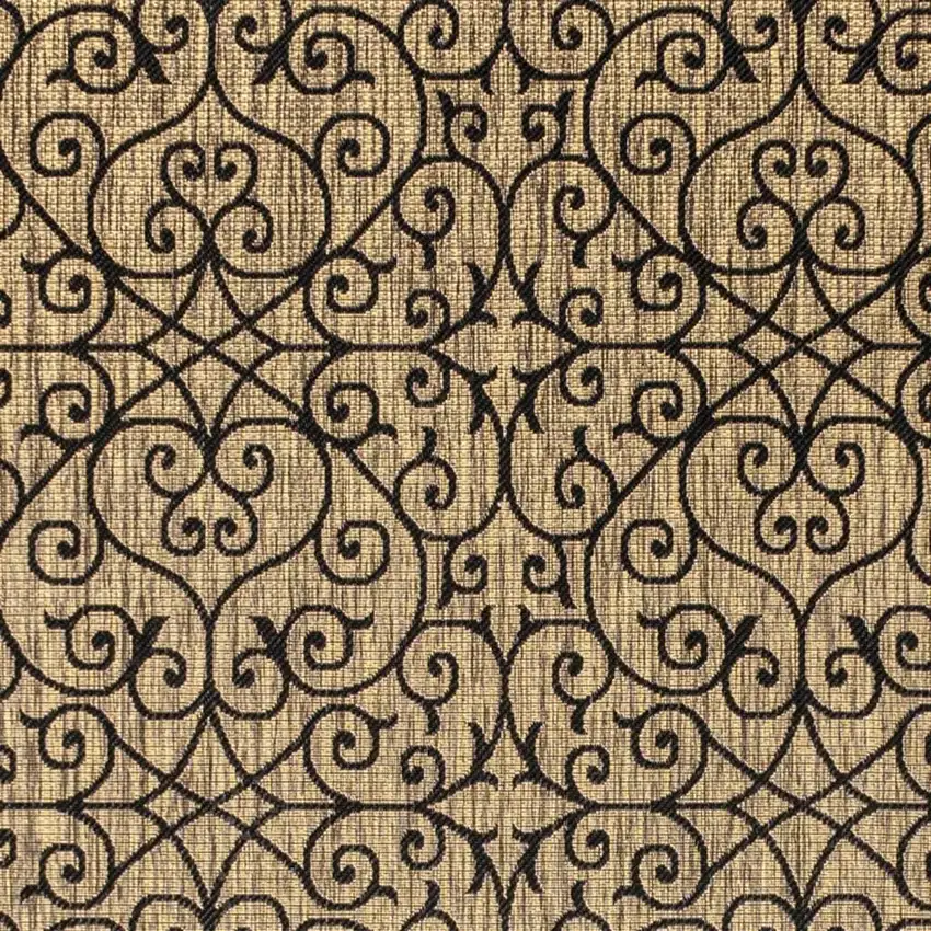 Black And Khaki Geometric Indoor Outdoor Area Rug Photo 2