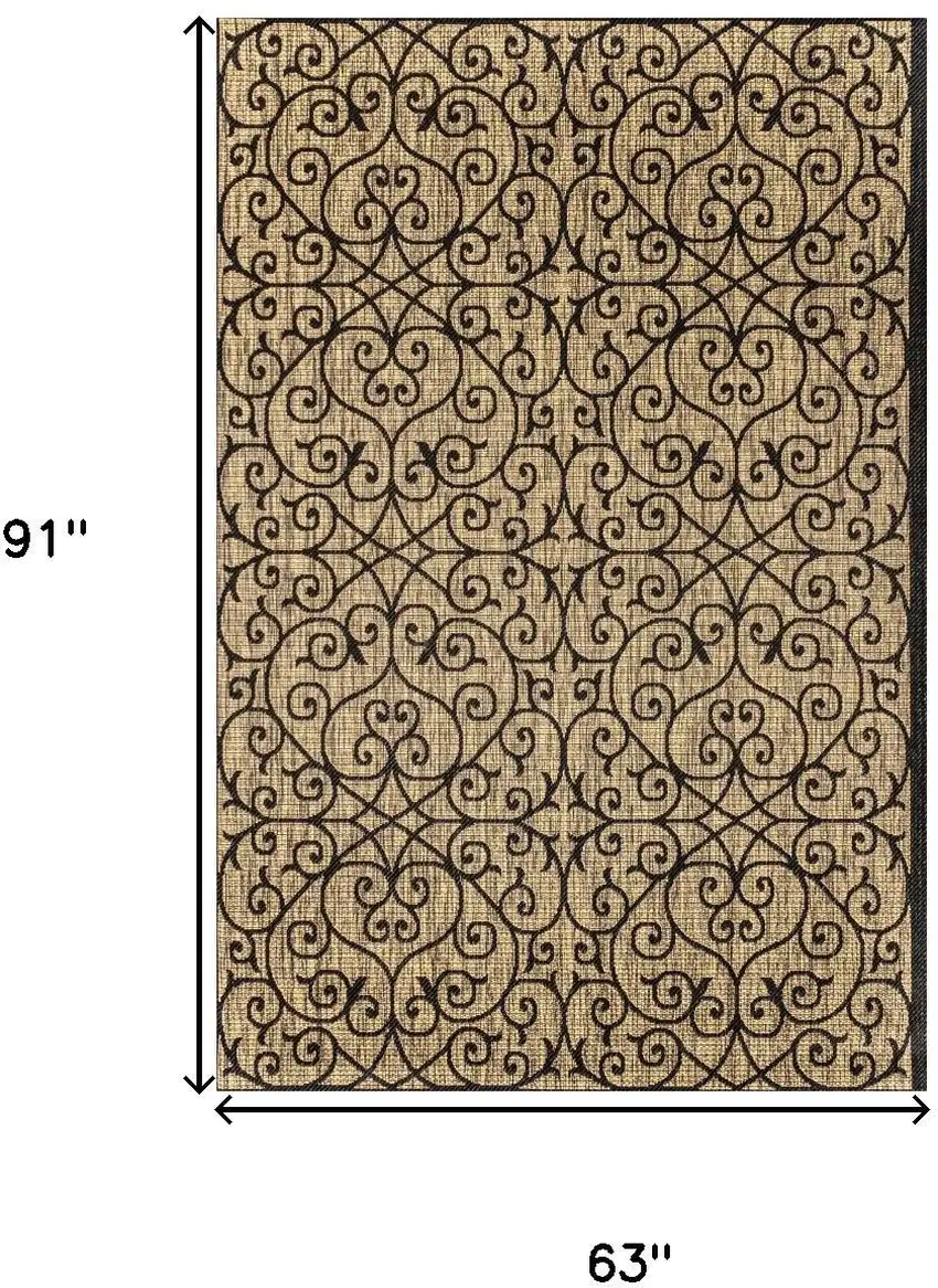 Black And Khaki Geometric Indoor Outdoor Area Rug Photo 3