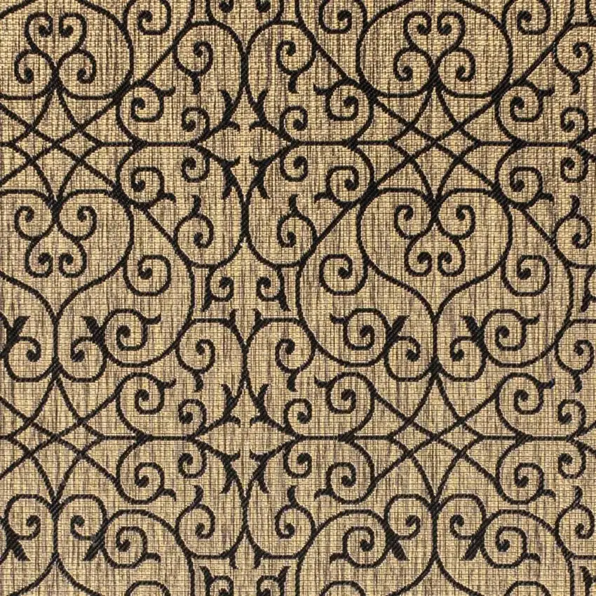 Black And Khaki Geometric Indoor Outdoor Area Rug Photo 2