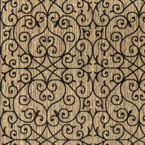 Black And Khaki Geometric Indoor Outdoor Area Rug Photo 2