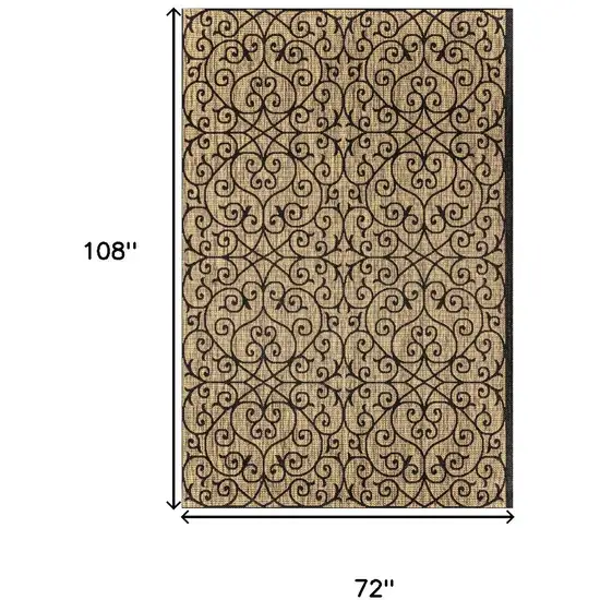 Black And Khaki Geometric Indoor Outdoor Area Rug Photo 3
