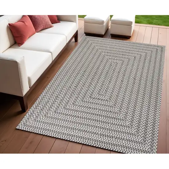 Black And Light Gray Striped Indoor Outdoor Area Rug Photo 1