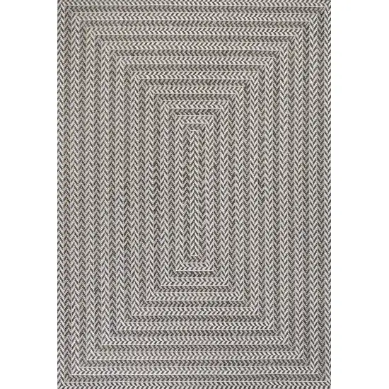 Black And Light Gray Striped Indoor Outdoor Area Rug Photo 1