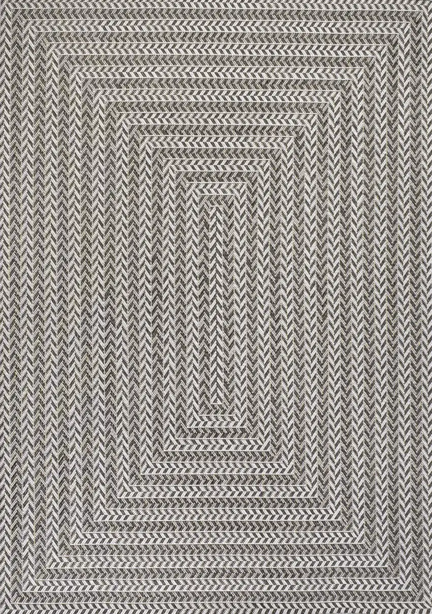 Black And Light Gray Striped Indoor Outdoor Area Rug Photo 1