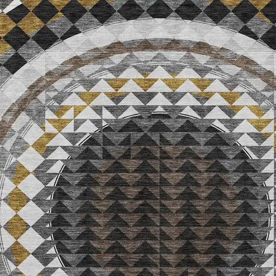 Black And Linen Geometric Washable Indoor Outdoor Area Rug Photo 5