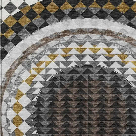 Black And Linen Geometric Washable Indoor Outdoor Area Rug Photo 5