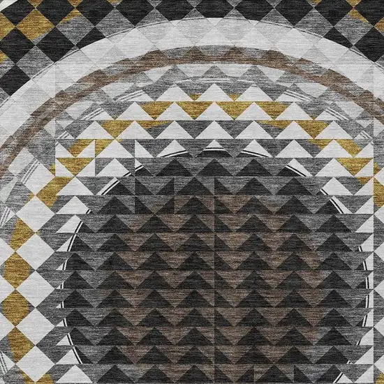 Black And Linen Geometric Washable Indoor Outdoor Area Rug Photo 5