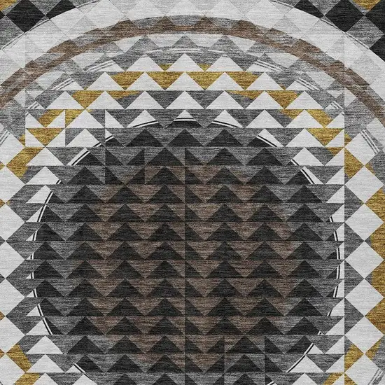 Black And Linen Geometric Washable Indoor Outdoor Area Rug Photo 3